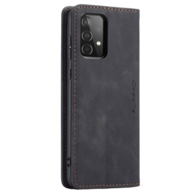 Samsung Galaxy A52 5G (A526B, A525F) CaseMe Retro solīds atvēramais ādas melns maciņš - maks | Vacins.lv