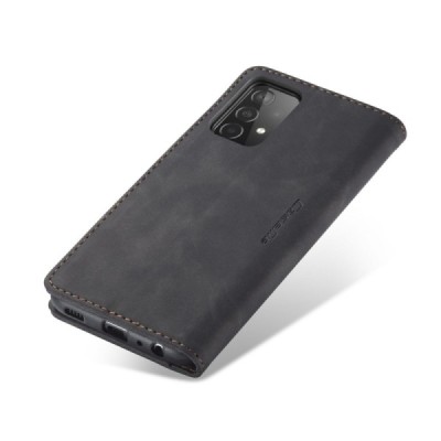 Samsung Galaxy A52 5G (A526B, A525F) CaseMe Retro solīds atvēramais ādas melns maciņš - maks | Vacins.lv