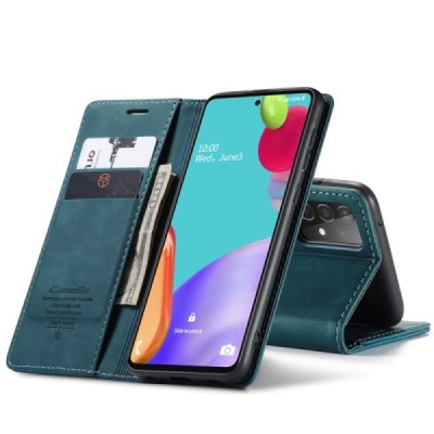 Samsung Galaxy A52 5G (A526B, A525F) CaseMe Retro solidus atverčiamas žalias odinis dėklas - knygutė | Priedai.lt