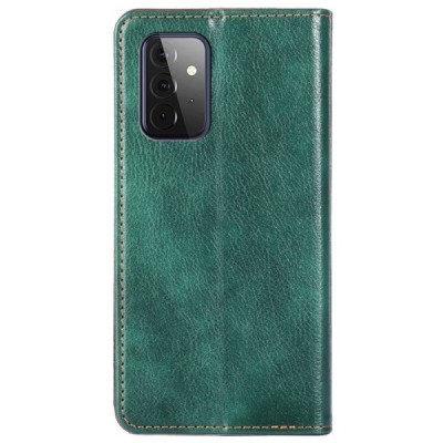 Samsung Galaxy A72 (A726B, A725F) Solīds  zaļš ādas atvērams maciņš | Vacins.lv