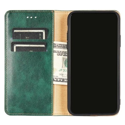 Samsung Galaxy A52 5G (A526B, A525F) Solīds zaļš ādas atvērams maciņš | Vacins.lv