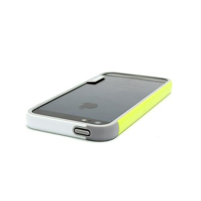 Baltos, žalios ir pilkos spalvų „Walnutt“ Trio kieto silikono (TPU) Apple iPhone SE (5, 5s) dėklas (rėmelis) - kraštų apvadas, b