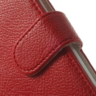 HTC One Mini 2 atverčiamas raudonas odinis dėklas - piniginė / Priedai.lt