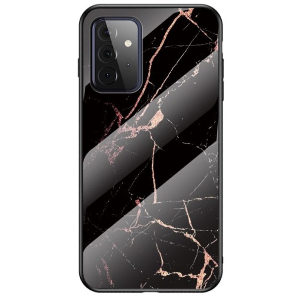 „Marble“ kieto silikono (TPU) dėklas - juodas / auksinis (Galaxy A72)