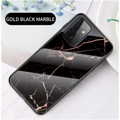 Samsung Galaxy A72 (A726B, A725F) „Marble“ kieto silikono TPU juodas / auksinis dėklas - nugarėlė | Priedai.lt