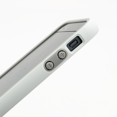 Baltos, žalios ir pilkos spalvų „Walnutt“ Trio kieto silikono (TPU) Apple iPhone SE (5, 5s) dėklas (rėmelis) - kraštų apvadas, b