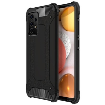 Sustiprintos apsaugos Samsung Galaxy A52 5G (A526B, A525F) juodas kieto silikono (TPU) ir plastiko dėklas | Priedai.lt