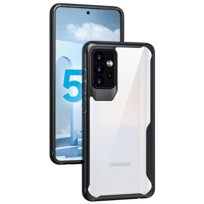 Samsung Galaxy A72 (A726B, A725F) Fashion skaidrus juodos spalvos apvadais kieto silikono (TPU) dėklas | Priedai.lt