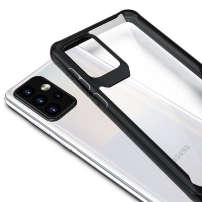 Samsung Galaxy A72 (A726B, A725F) Fashion skaidrus juodos spalvos apvadais kieto silikono (TPU) dėklas | Priedai.lt