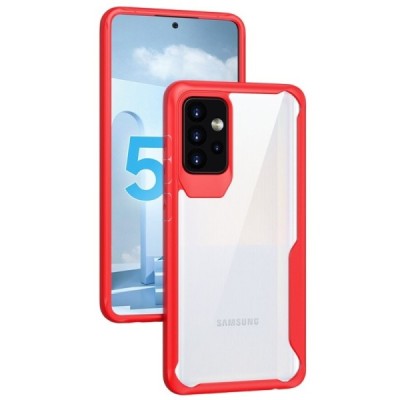 Samsung Galaxy A72 (A726B, A725F) Fashion skaidrus raudonos spalvos apvadais kieto silikono (TPU) dėklas | Priedai.lt