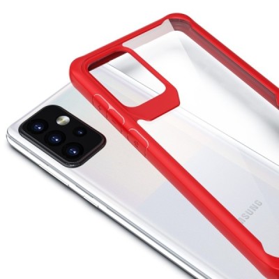 Samsung Galaxy A72 (A726B, A725F) Fashion skaidrus raudonos spalvos apvadais kieto silikono (TPU) dėklas | Priedai.lt