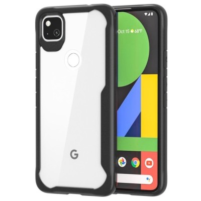Google Pixel 4A Fashion skaidrus juodos spalvos apvadais kieto silikono (TPU) dėklas | Priedai.lt