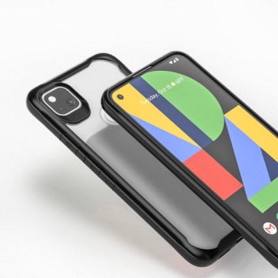 Google Pixel 4A Fashion skaidrus juodos spalvos apvadais kieto silikono (TPU) dėklas | Priedai.lt