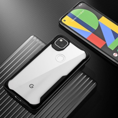 Google Pixel 4A Fashion skaidrus juodos spalvos apvadais kieto silikono (TPU) dėklas | Priedai.lt