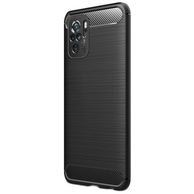 Xiaomi Redmi Note 10S (Note 10 4G, Poco M5s) „Carbon“ cieta silikona (TPU) melns apvalks | vacins.lv