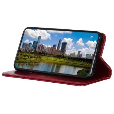 Xiaomi Redmi Note 10 Pro bordo ādas atvērams maciņš ar magnetu | Vacins.lv