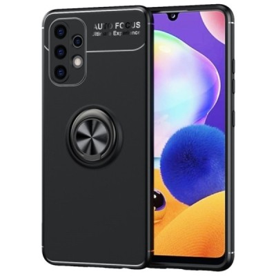 Samsung Galaxy A32 4G (A325F) „FOCUS“ Kickstand cieta silikona (TPU) melns apvalks | vacins.lv