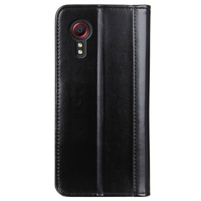 Samsung Galaxy Xcover 5 (G525) „Split“ Magnet juodas odinis atverčiamas dėklas - knygutė su magnetu | Priedai.lt