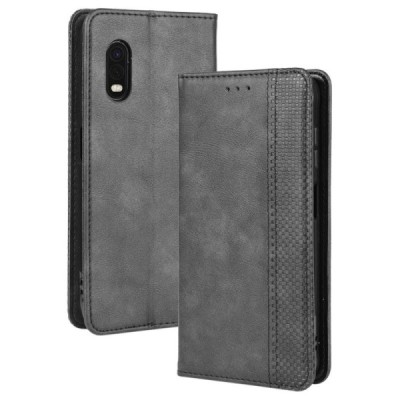 Samsung Galaxy XCover Pro (G715) Vintage melns ādas atvērams maciņš ar magnetu | Vacins.lv