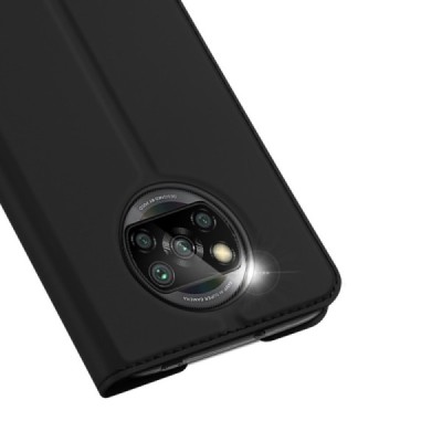 Xiaomi Poco X3 (X3 Pro) „Dux Ducis“ Skin sērijas melns atvērams maciņš, maks | Vacins.lv
