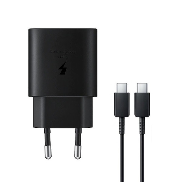 „Samsung“ Super Fast Charging tīkla lādētājs (25W) - melns + Type-C vads