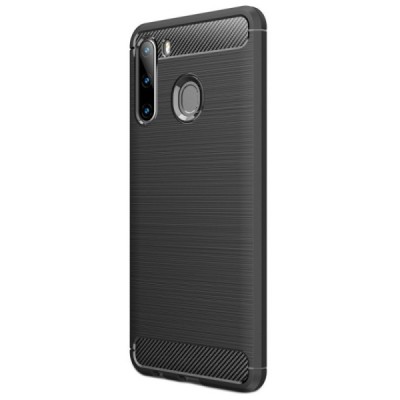 Samsung Galaxy A21 (A215) „Carbon“ cieta silikona (TPU) melns apvalks | vacins.lv