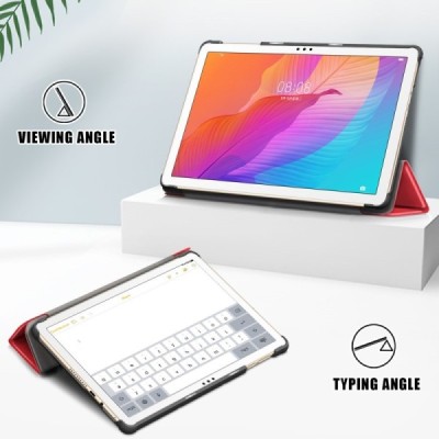 Huawei MatePad T10s 10'' atverčiamas raudonas odinis dėklas - knygutė | Priedai.lt