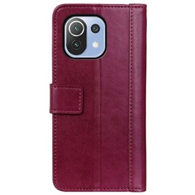 Xiaomi Mi 11 Lite bordo ādas atvērams maciņš ar magnetu | Vacins.lv