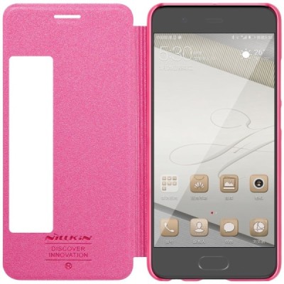 Huawei P10 Plus rožinis odinis atverčiamas Nillkin Sparkle dėklas - knygutė / Priedai.lt
