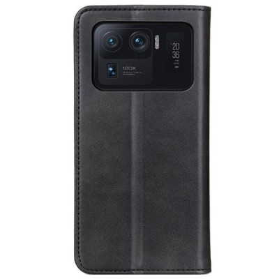 Xiaomi Mi 11 Ultra„Split“ juodas odinis atverčiamas dėklas - knygutė | Priedai.lt