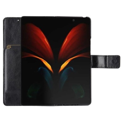 Samsung Galaxy Z Fold2 5G (F916B) juodas odinis atverčiamas dėklas - knygutė | Priedai.lt