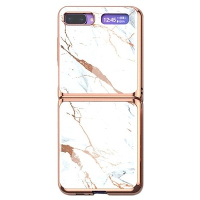 Samsung Galaxy Z Flip (F700) GKK Marble balts plastika apvalks | vacins.lv