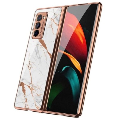 Samsung Galaxy Z Fold2 5G (F916B) GKK Marble balts plastika apvalks | vacins.lv