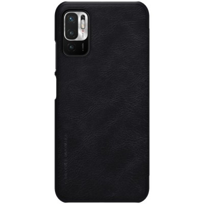 Xiaomi Poco M3 Pro (Redmi Note 10 5G) prabangus Nillkin Qin serijos juodas odinis atverčiamas dėklas - knygutė | Priedai.lt