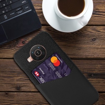 Nokia X20 (X10) „KSQ“ Shell melns ādas apvalks ar iebūvētu karšu turētāju | Vacins.lv