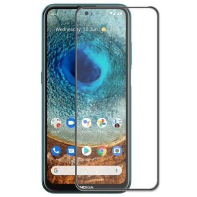 Nokia X20 (X10) „Hat-Prince“ 9H Tempered Glass sustiprintos apsaugos juodas pilnai dengiantis apsauginis ekrano stiklas 0,26 mm 