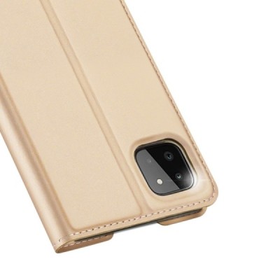 Samsung Galaxy A22 „Dux Ducis“ Skin sērijas zelta ādas atvērams maciņš | Vacins.lv