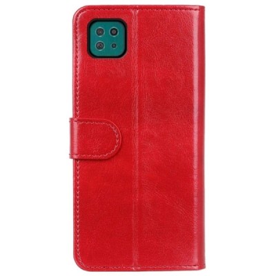 Samsung Galaxy A22 atvēramais ādas sarkans maciņš (maks) | Vacins.lv