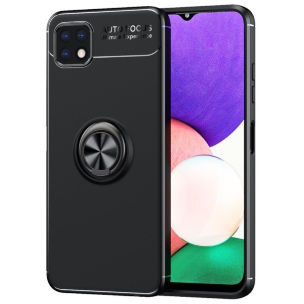 „FOCUS“ Kickstand cieta silikona (TPU) apvalks - melns (Galaxy A22 5G)