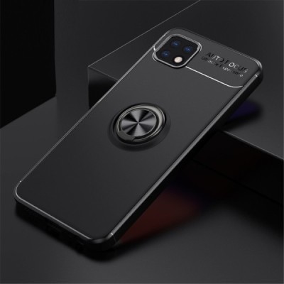 Samsung Galaxy A22 „FOCUS“ Kickstand cieta silikona (TPU) melns apvalks | vacins.lv