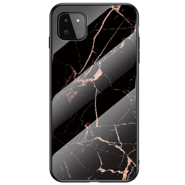 „Marble“ cieta silikona (TPU) apvalks - melns / zelta (Galaxy A22 5G)