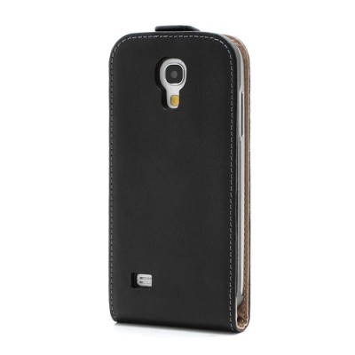 Klasikinis juodas odinis atverčiamas Samsung Galaxy S4 mini dėklas (dėkliukas) / Priedai.lt