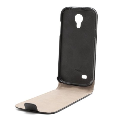 Klasikinis juodas odinis atverčiamas Samsung Galaxy S4 mini dėklas (dėkliukas) / Priedai.lt