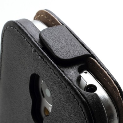 Klasikinis juodas odinis atverčiamas Samsung Galaxy S4 mini dėklas (dėkliukas) / Priedai.lt