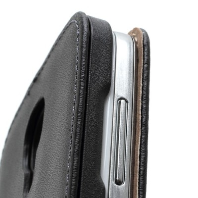 Klasikinis juodas odinis atverčiamas Samsung Galaxy S4 mini dėklas (dėkliukas) / Priedai.lt