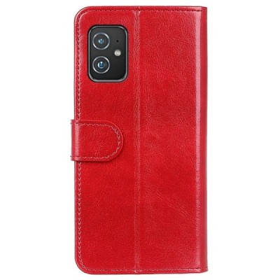 Asus Zenfone 8 (ZS590KS) atverčiamas raudonas odinis dėklas - piniginė | Priedai.lt