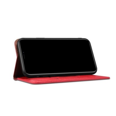 Deluxe atverčiamas raudonas odinis Xiaomi Redmi Note 9 dėklas - knygutė | Priedai.lt