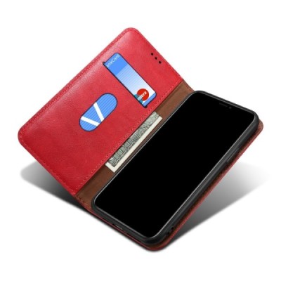 Deluxe atverčiamas raudonas odinis Xiaomi Redmi Note 9 dėklas - knygutė | Priedai.lt