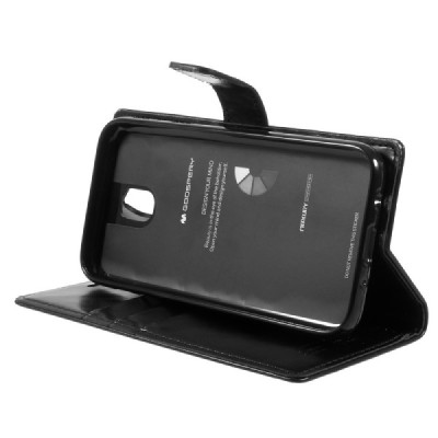 Mercury Blue Moon atverčiamas Samsung Galaxy J5 2017 (J530) juodas odinis dėklas - piniginė | Priedai.lt