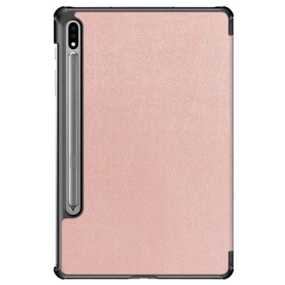 Samsung Galaxy Tab S7 FE 12.4", S7+ 12.4" (T976) atverčiamas auksinis odinis dėklas - knygutė (sulankstomas) | Priedai.lt